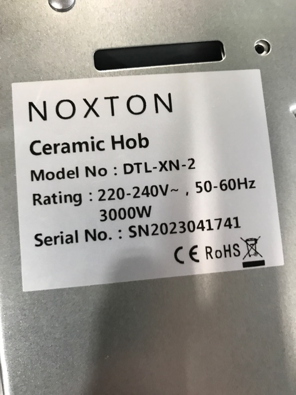 Photo 4 of 2 Burner Electric Cooktop, Noxton 12 inch Built-in Electric Stove Top, 3000W 220-240v Ceramic Cooktop with Knob Control 9 Heating Level, Hot Warning, Hardwired, No plug
