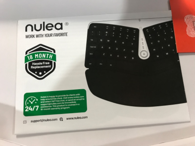 Photo 4 of Nulea Wireless Ergonomic Keyboard, 2.4G Split Keyboard with Cushioned Wrist and Palm Support, Arched Keyboard Design for Natural Typing, Compatible with Windows/Mac