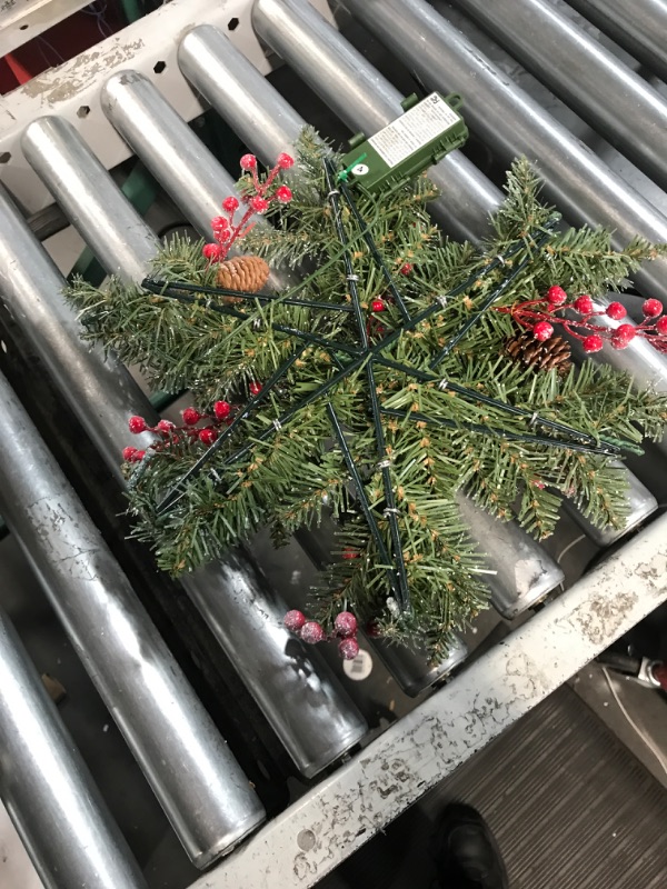 Photo 3 of **SEE NOTES**
National Tree Company Pre-Lit Artificial Christmas Hanging Snowflake, Green, Glittery Bristle Pine, Decorated with Pine Cones, Frosted Branches, Christmas Collection, 18 Inches