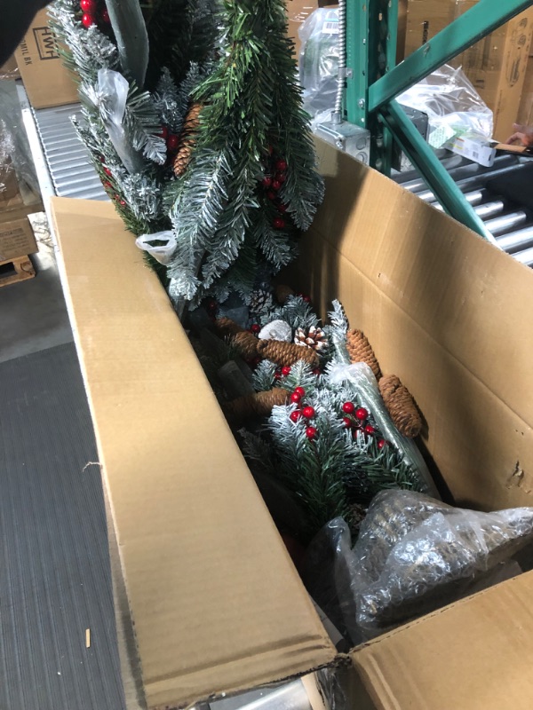 Photo 3 of 2 Pack 4FT Snowy Artificial Potted Christmas Entrance Tree 