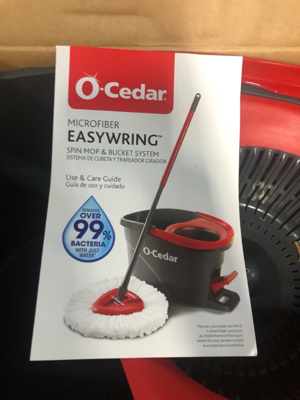 Photo 3 of **PARTS ONLY** O-Cedar EasyWring Microfiber Spin Mop, Bucket Floor Cleaning System, Red, Gray Spin Mop & Bucket