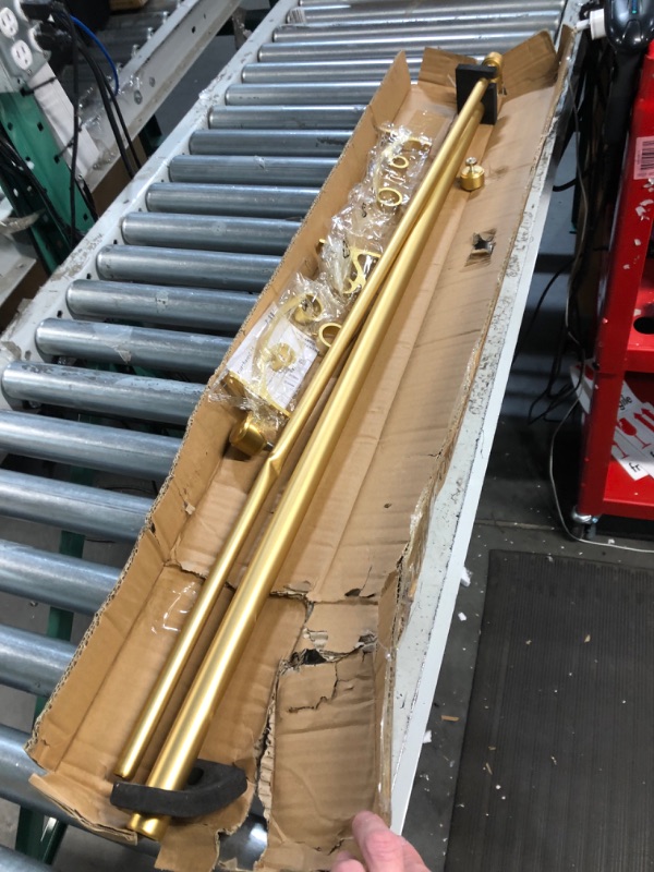 Photo 2 of Lwiiom Double Curtain Rods with Aluminum Bouquet Brackets and End Cap Finials, Gold Curtain Rods for Windows 36 to 72'',1''Front and 5/8''Back Double Drapery Rods