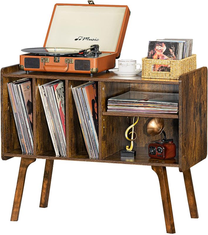 Photo 1 of ***NOT FUNCTIONAL - FOR PARTS - NONREFUNDABLE - SEE NOTES***
Lerliuo Record Player Stand with 4 Cabinet Holds Up to 220 Albums, Wooden/Brown