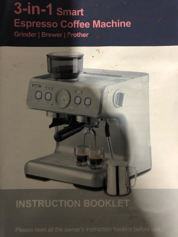 Photo 9 of * important * see clerk notes * 
Gevi 20Bar Semi Automatic Espresso Machine With Grinder & Steam Wand 