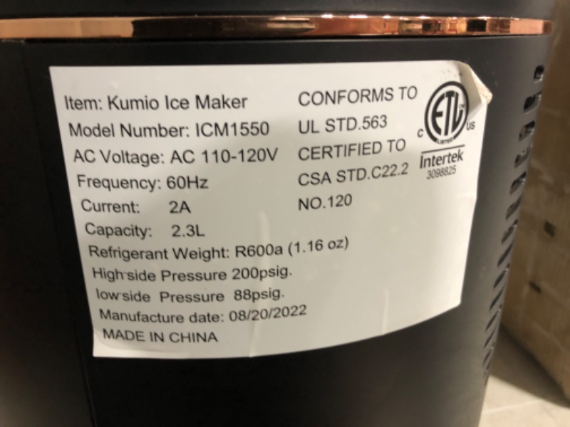 Photo 5 of **NON FUCNTIONAL**
KUMIO Ice Maker Countertop Black