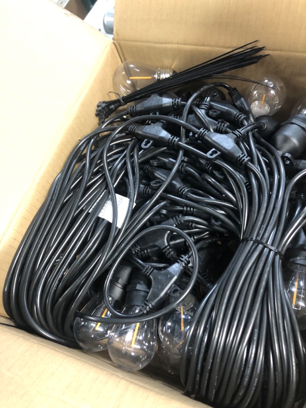 Photo 2 of 120 FT Outdoor String Lights LED Waterproof Patio Lights with 40 Shatterproof Plastic Warm 