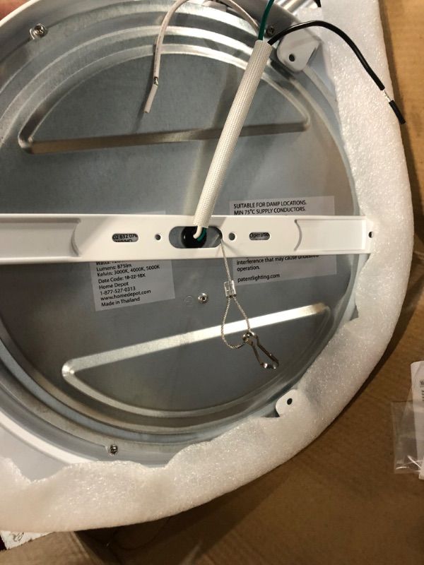 Photo 4 of * used item * see all images * 
11 in. 12.5-Watt Dimmable White Integrated LED Edge-Lit Round Flat Panel Flush Mount Ceiling Light Color Changing