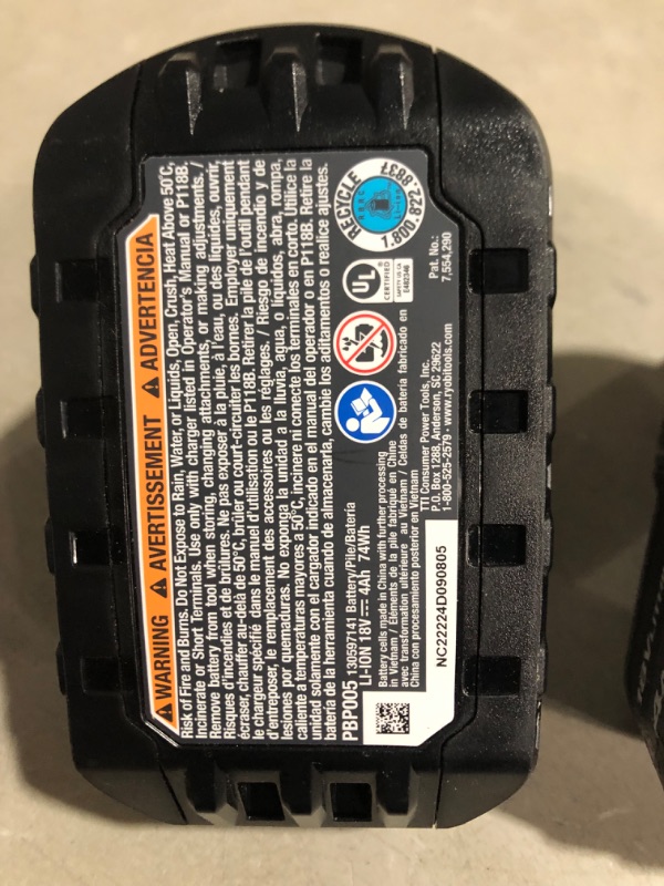 Photo 5 of **MAJOR DAMAGE SEE NOTES-STOCK PHOTO FOR REFERENCE**
8V 6.0Ah Replacement Battery for Ryobi 18Volt Cordless Power Tools Lithium-Ion Battery 