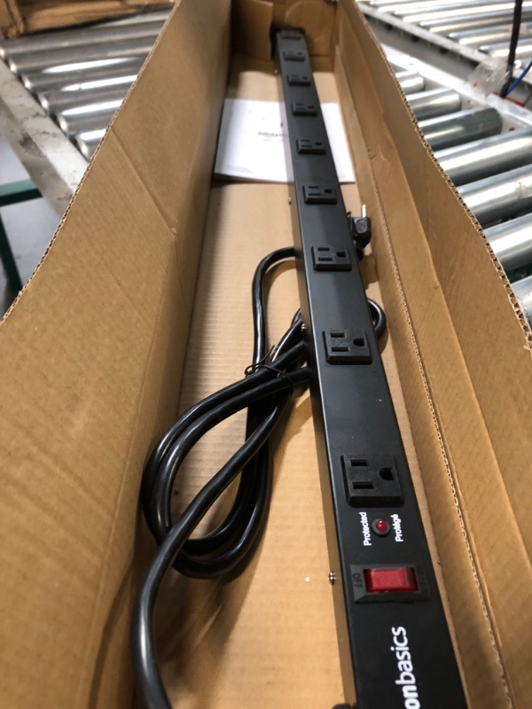 Photo 2 of Amazon Basics Heavy Duty Metal Surge Protector Power Strip with Mounting Brackets - 9-Outlet, 600-Joule (15A On/Off Circuit Breaker) 9 Outlet Power Strip