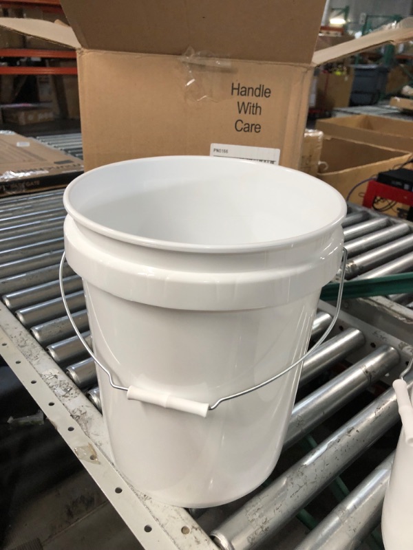 Photo 4 of 5 Gallon White Plastic Bucket Only - Durable 90 Mil All Purpose Pail - Food Grade, NO LIDS 