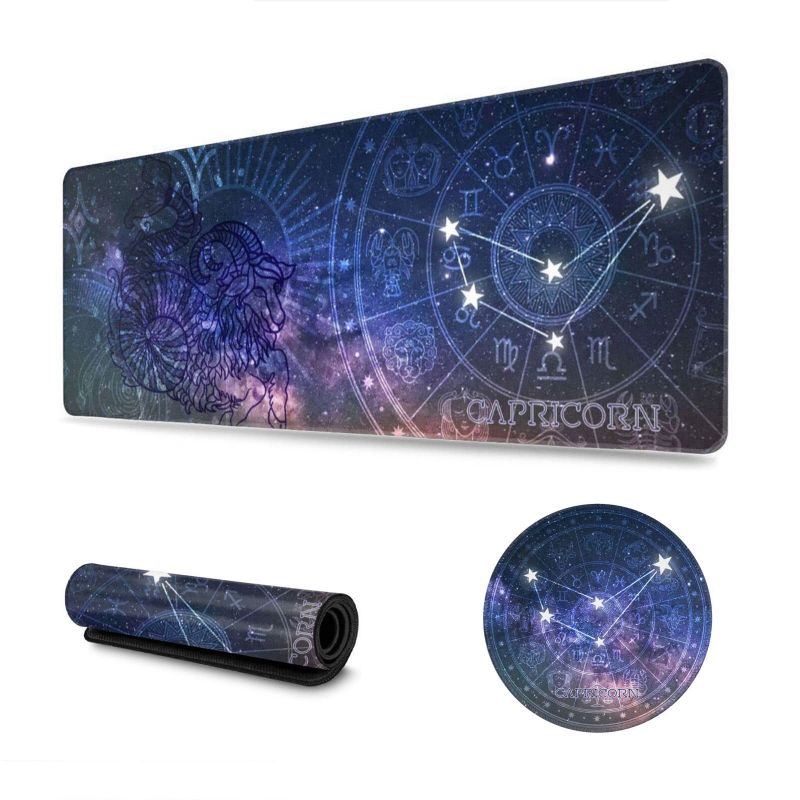 Photo 1 of NIABC Capricorn Zodiac Mouse Pad, Mouse Mat Square Waterproof Mouse Pad Rubber Base MousePads for Computer Laptop Men Women Kids11.8x31.5 inch,Gift Cup Mat 2 pack 