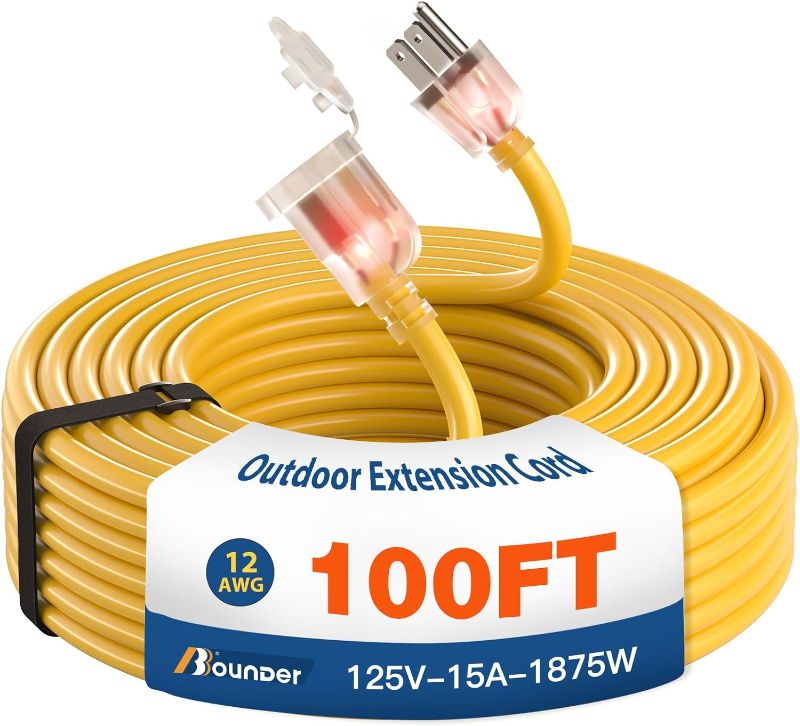 Photo 1 of 250 ft Outdoor Extension Cord Waterproof 12/3 Gauge Heavy Duty with Lighted end