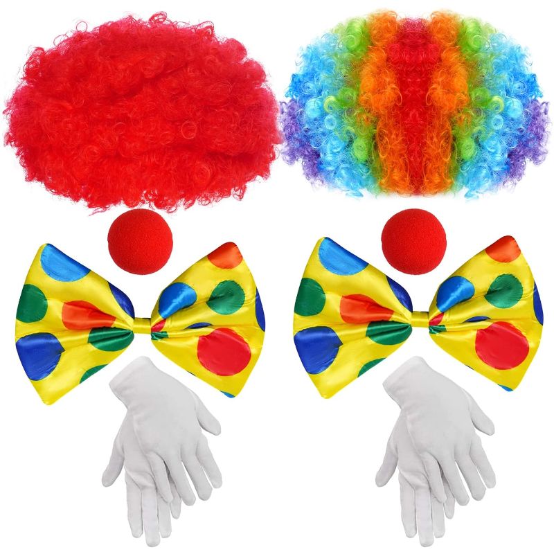 Photo 1 of  Clown Costume Set Rainbow Red Clown Wig 