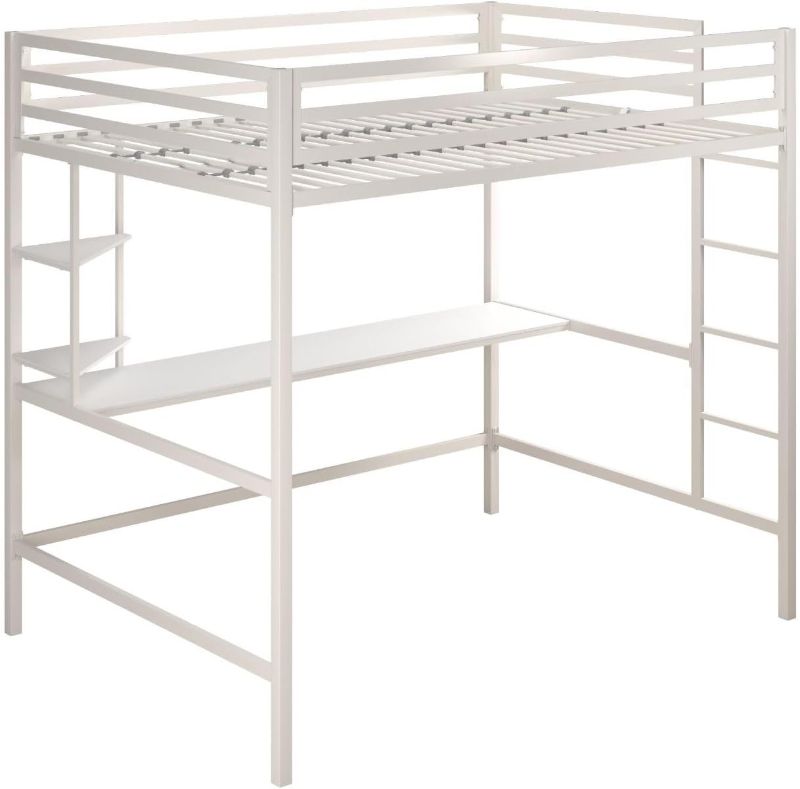 Photo 1 of  Metal Full Loft Desk & Shelves, White Bunk Beds