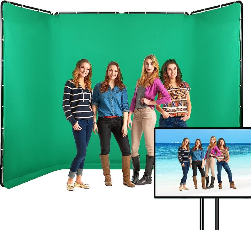 Photo 1 of GSKAIWEN 7.87ft x 13.12ft Portable Large Chromakey Green Screen Backdrop