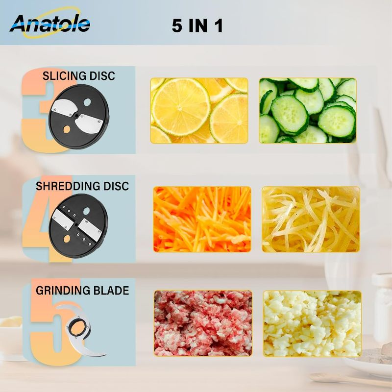 Photo 4 of (READ NOTES) Anatole Commercial Food Processor 20-Cup Electric Vegetable Dicer Chopper 600W 5 in 1 