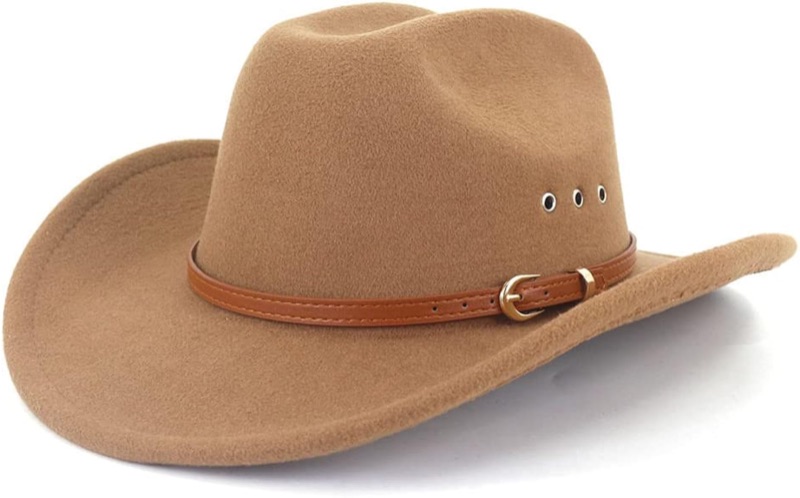 Photo 1 of LIDHAY Cowboy Hat for Women and Men Felt Wide Brim Classic Outdoor Fedora Hats Western Cowboy Cowgirl Hats with Belt Buckle