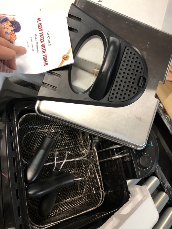Photo 3 of (READ NOTES) Secura 1700-Watt Stainless-Steel Triple Basket Electric Deep Fryer with Timer Free Extra Odor Filter, 4L/17-Cup