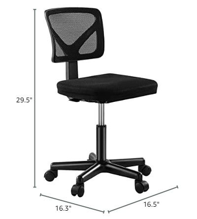 Photo 4 of (READ NOTES) Desk Chair, Armless Desk Chair, Ergonomic Computer Desk Chair, Small Home Office Chairs Low-Back Mesh Chair, No Armrest Small Mid Back Executive Task Chair with Lumbar Support, Grey Grey Classic