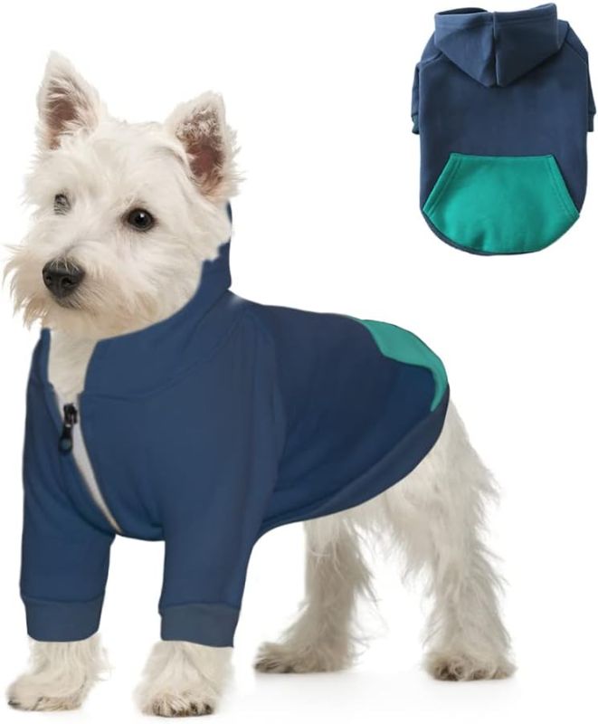 Photo 1 of FEimaX Dog Hoodie Puppy Warm Hooides Zipper Sweater Pet Winter Clothes Outdoor Soft Hooded Sweatshirt