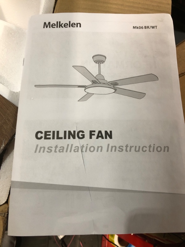 Photo 4 of ***USED - UNABLE TO TEST - MIGHT BE MISSING PARTS***
Melkelen Ceiling Fan with Lights and Remote, 52 Inch Outdoor Ceiling Fan with Light, 