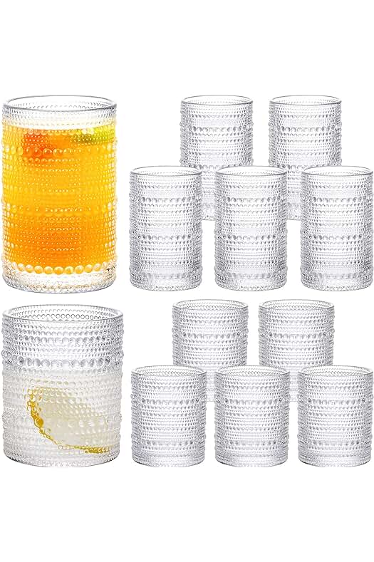 Photo 1 of 12 Pcs Hobnail Drinking Glasses Vintage Water 