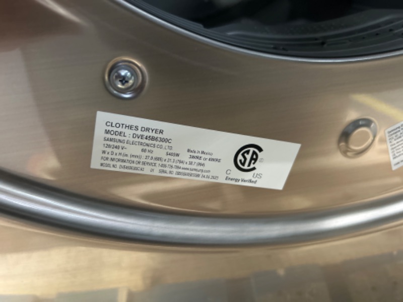 Photo 7 of Samsung 7.5-cu ft Stackable Steam Cycle Smart Electric Dryer (Champagne)