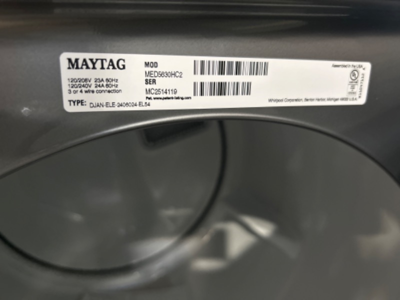 Photo 6 of Maytag 7.3-cu ft Stackable Electric Dryer (Metallic Slate) ENERGY STAR