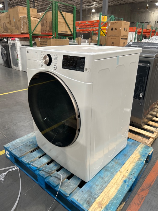 Photo 1 of LG True Steam 7.4-cu ft Stackable Steam Cycle Smart Electric Dryer (White) ENERGY STAR
