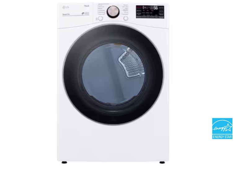 Photo 1 of LG True Steam 7.4-cu ft Stackable Steam Cycle Smart Electric Dryer (White) ENERGY STAR