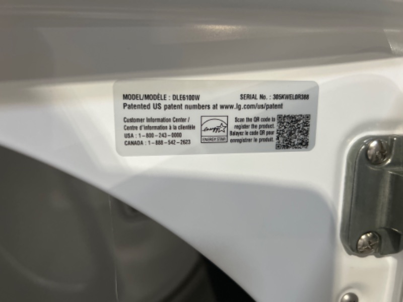 Photo 7 of LG 7.3-cu ft Electric Dryer (White) ENERGY STAR