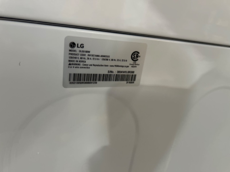 Photo 9 of LG 7.3-cu ft Electric Dryer (White) ENERGY STAR