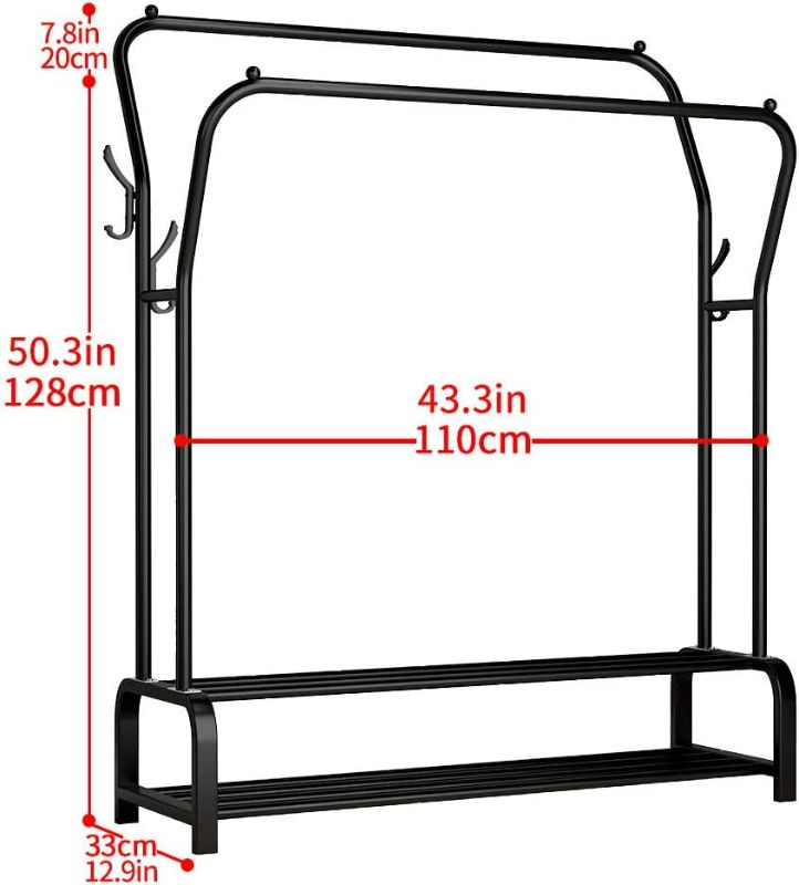 Photo 3 of (READ NOTES) UDEAR Garment Rack Freestanding Hanger Double Rods Multi-functional Bedroom Clothing Rack