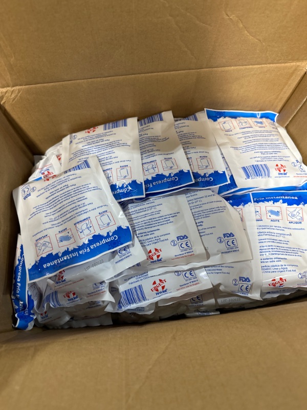 Photo 2 of Case of 125 Instant Cold Packs, 5" x 6" (4" x 5" Cold Area) - Disposable Cold Compresses - No pre-Chilling Required for Quick, Effective First aid Treatment & Relief of Aches, Pains, Bumps & Bruises