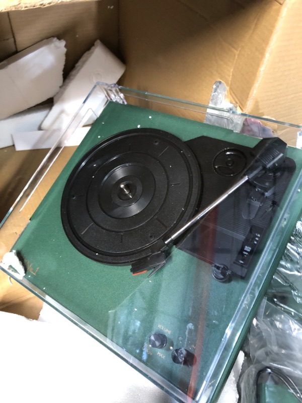Photo 1 of LP&No.1 Bluetooth Turntable HiFi System with Bookshelf Speakers, Retro Belt-Drive Record Player with Counterweight, 3 Speed, Solid Black Wood