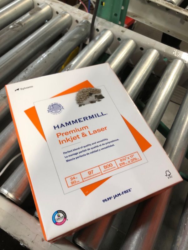 Photo 2 of Hammermill Printer Paper, Premium Inkjet & Laser Paper 24 Lb, 8.5 x 11 - 1 Ream (500 Sheets) - 97 Bright, Made in the USA, 166140R 1 Ream | 500 Sheets 24 lb Ink - Laser