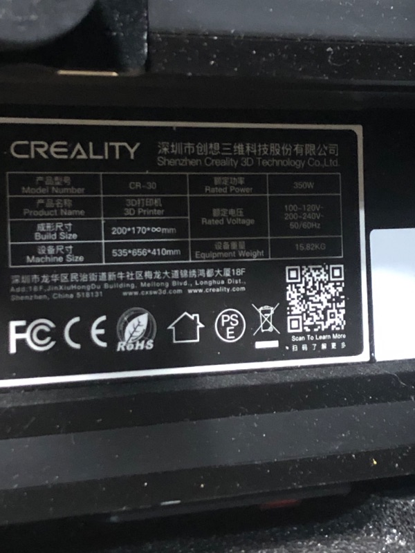 Photo 5 of Creality CR-30 3D Printer 3DPrintMill Infinite Z Belt Printer Continuous Belt CoreXY Motion Upgraded 32-bit Silent Board Dual Gear Metal Extruder Cosplay Props Print Farm