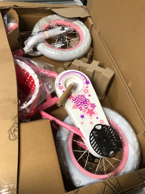 Photo 2 of RoyalBaby Stargirl Kids Bike Girls 12 14 16 18 20 Inch Children's Bicycle with Basket for Age 3-12 Years Rose Pink 12 Inch With Training Wheels