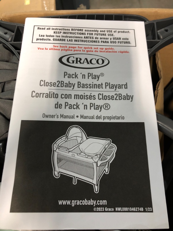 Photo 3 of Graco Pack 'n Play Close2Baby Bassinet Playard Features Portable Bassinet Diaper Changer and More, Derby w/ Removable Bassinet Derby