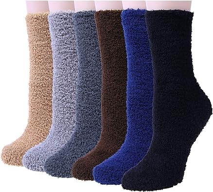 Photo 1 of YSense 6 Pairs Women Fuzzy Fluffy Socks Cozy Slipper Socks Warm Soft Winter Plush Home Sleeping Socks Gifts