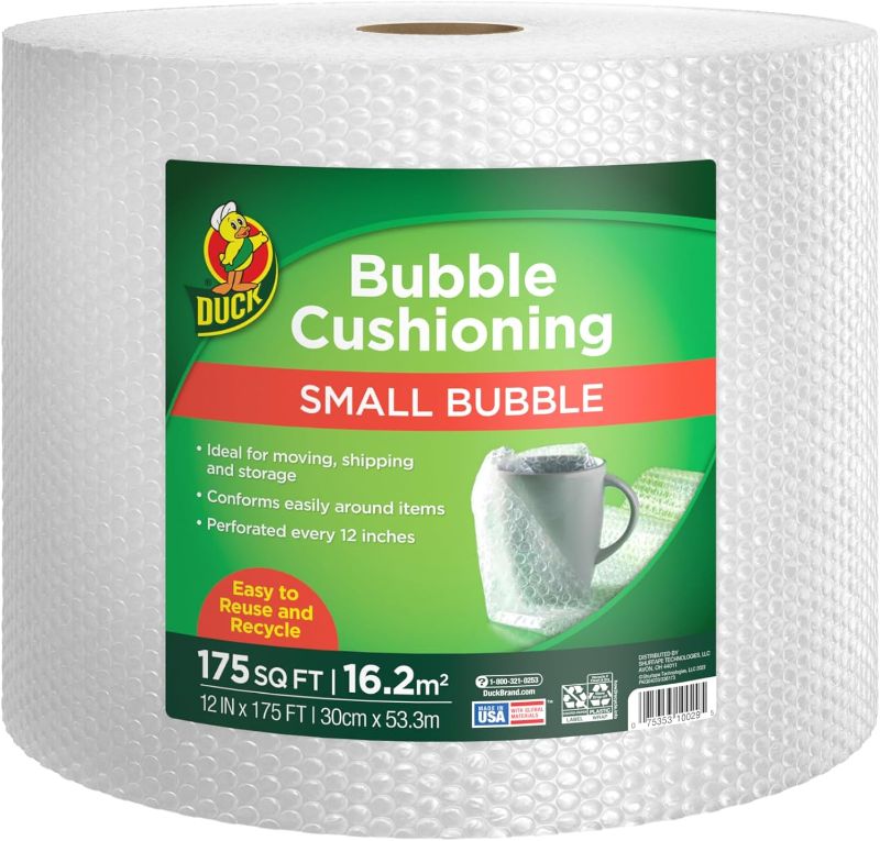 Photo 1 of Amazon Basics Perforated Bubble Cushioning Wrap - Small 3/16", 12-Inch x 175-Foot Long Roll & Amazon Basics Moving Boxes - Large, 20"x20"x15"/12 pack