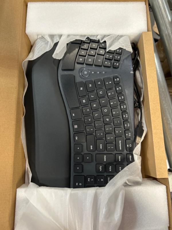 Photo 2 of DeLUX Wired Ergonomic Split Keyboard with Wrist Rest, [Standard Ergo] Keyboard Series with 2 USB Passthrough, Natural Typing Reducing Hand Pressure, 107 Keys for Windows and Mac OS (GM901U-Black)