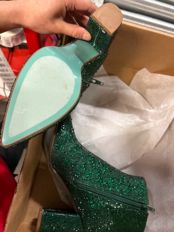 Photo 2 of size 7- green sparkly booties