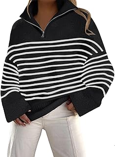 Photo 1 of LILLUSORY Women's Half Zip Sweater 2023 Fall Oversized V Neck Fuzzy Knit Chunky Warm Pullover Sweaters- SMALL
