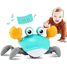 Photo 1 of Baby Toys Infant Crawling Crab: Tummy Time Toy Gifts 3 4 5 6 7 8 9 10 11 12 Babies Boy Girl 3-6 6-12 Learning Crawl 9-12 12-18 Walking Toddler 36 Months Old Music Development Interactive Birthday Gift Blue