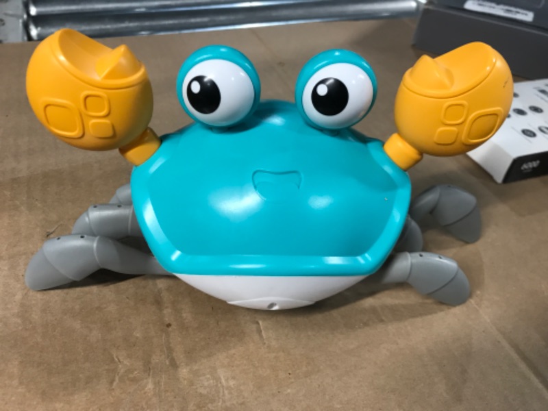 Photo 3 of Baby Toys Infant Crawling Crab: Tummy Time Toy Gifts 3 4 5 6 7 8 9 10 11 12 Babies Boy Girl 3-6 6-12 Learning Crawl 9-12 12-18 Walking Toddler 36 Months Old Music Development Interactive Birthday Gift Blue