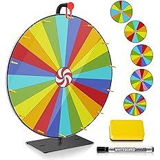 Photo 1 of ***scratched****ARTISHION 5 in 1 Color Prize Wheel - 24 Inch Wall Mounted or Tabletop Roulette Spinning Wheel, Heavy Duty Metal Base with Dry Erase Marker and Eraser for Trade Show, Carnival, Win Fortune Spin Games
