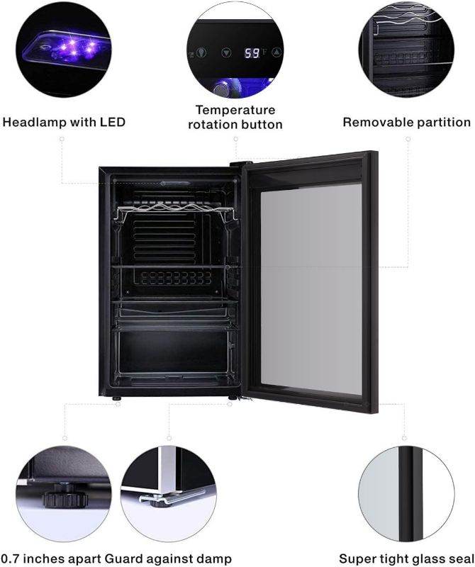 Photo 4 of (READ NOTES) Antarctic Star 36 Bottle Wine Cooler/Cabinet BeverageRefrigerator Small Mini Wine Cellar Beer Soda Bar Fridge Quiet Operation Compressor Adjust Temperature Freestanding Black, 4.4 Cu. ft (PARTS ONLY) 
