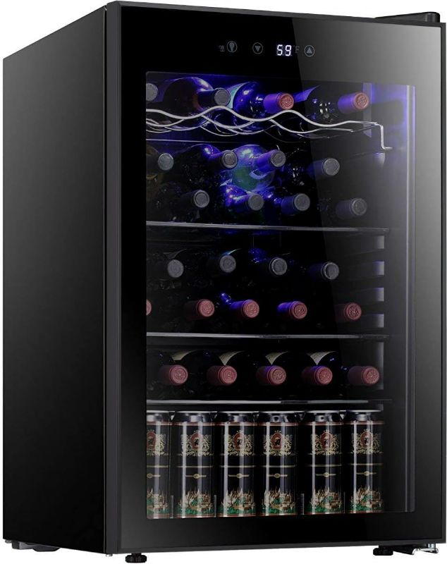 Photo 1 of (READ NOTES) Antarctic Star 36 Bottle Wine Cooler/Cabinet BeverageRefrigerator Small Mini Wine Cellar Beer Soda Bar Fridge Quiet Operation Compressor Adjust Temperature Freestanding Black, 4.4 Cu. ft (PARTS ONLY) 
