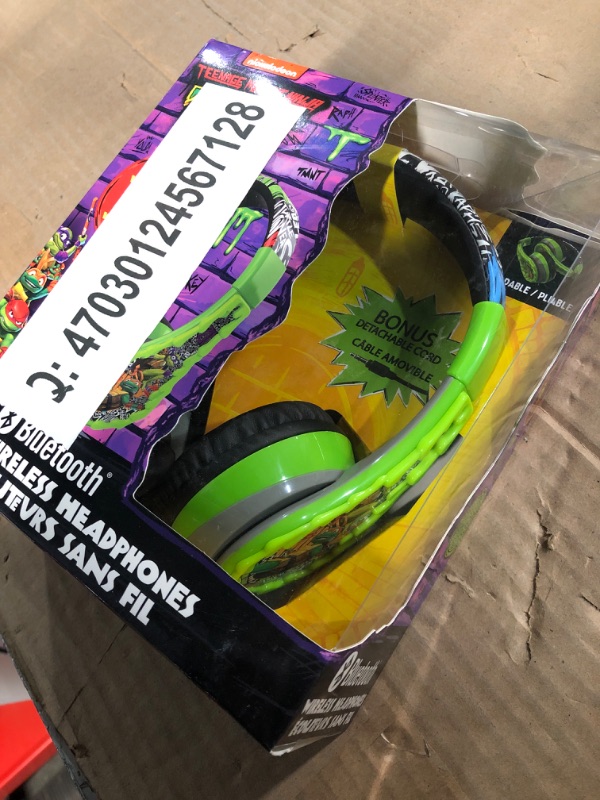 Photo 2 of eKids Teenage Mutant Ninja Turtles Wireless Headphones for Kids, Bluetooth Headphones with Microphone Includes Aux Cord, Headphones for School, Home, or Travel